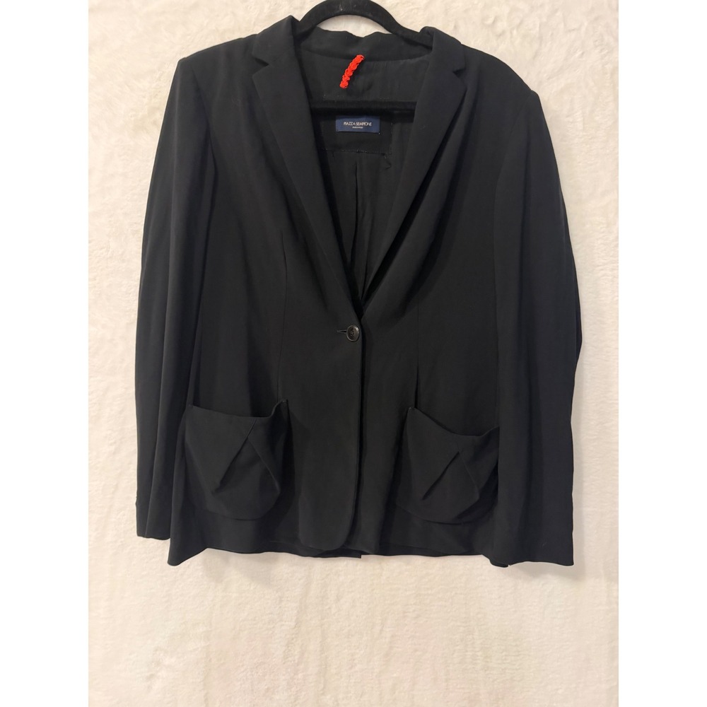 Piazza Sempione Black Wool Blend Single Button Blazer Jacket Made in Italy